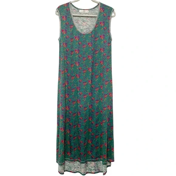 Naturallife Hangout Floral Cotton Midi Dress in Green M Oversized Pockets - Picture 2 of 9